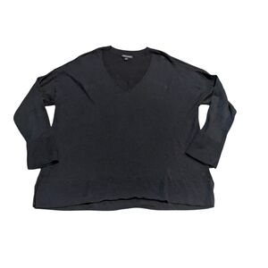 Banana Republic Black V-Neck Sweater Merino Wool XXL Drop Shoulder Minimalism